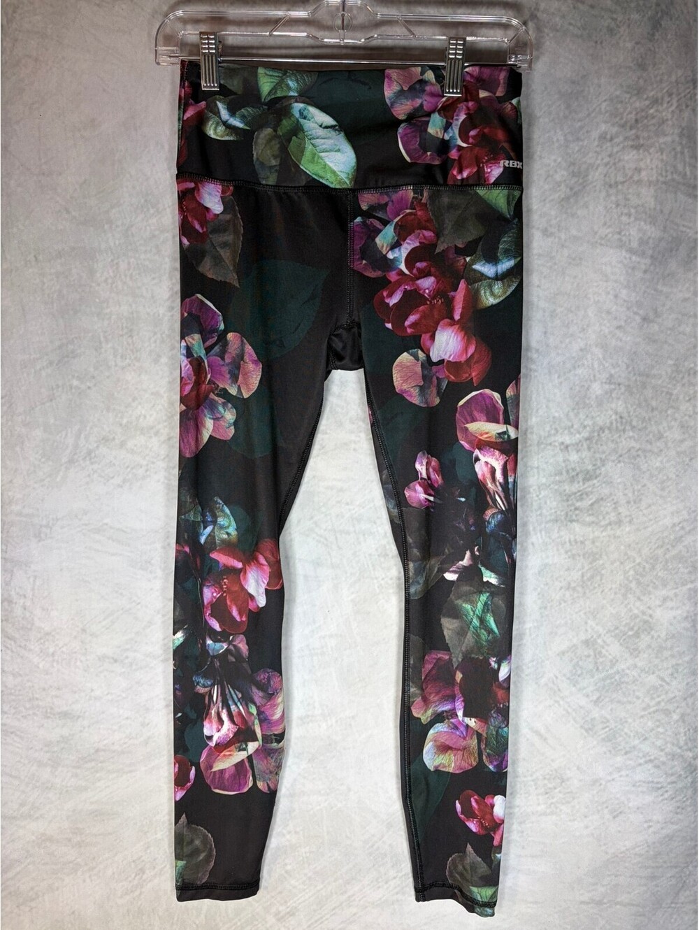 RBX Women’s S Floral Leggings Black Pink Green High Rise Yoga Workout Activewear